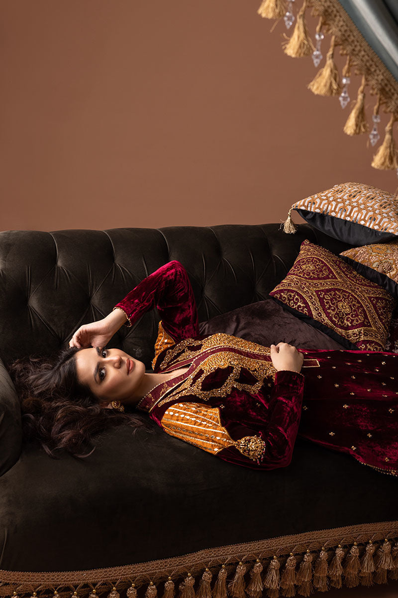 Ansab Jahangir | Bow Velvet Edit | IRENE by Ansab Jahangir - Designer Dress - Type: Ladies Clothes - Available at Libayah - 100% Original