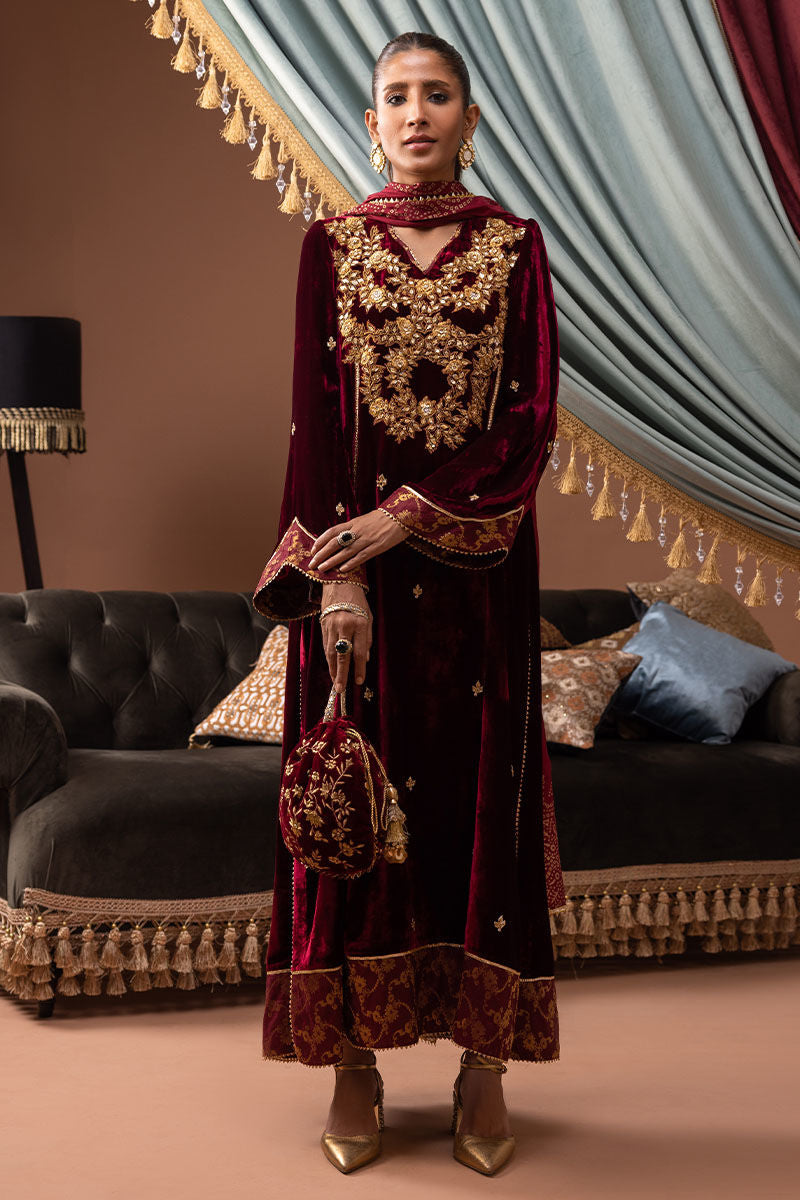 Ansab Jahangir | Bow Velvet Edit | SCARLETT by Ansab Jahangir - Designer Dress - Type: Ladies Clothes - Available at Libayah - 100% Original