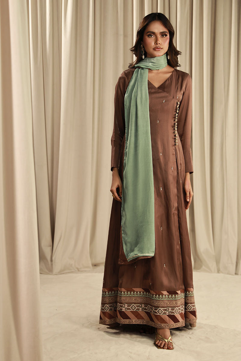 Fatima Khan | Sahar Luxe | BRONZE MINT PISHWAS by Fatima Khan - Designer Dress - Type: Ladies Clothes - Available at Libayah - 100% Original