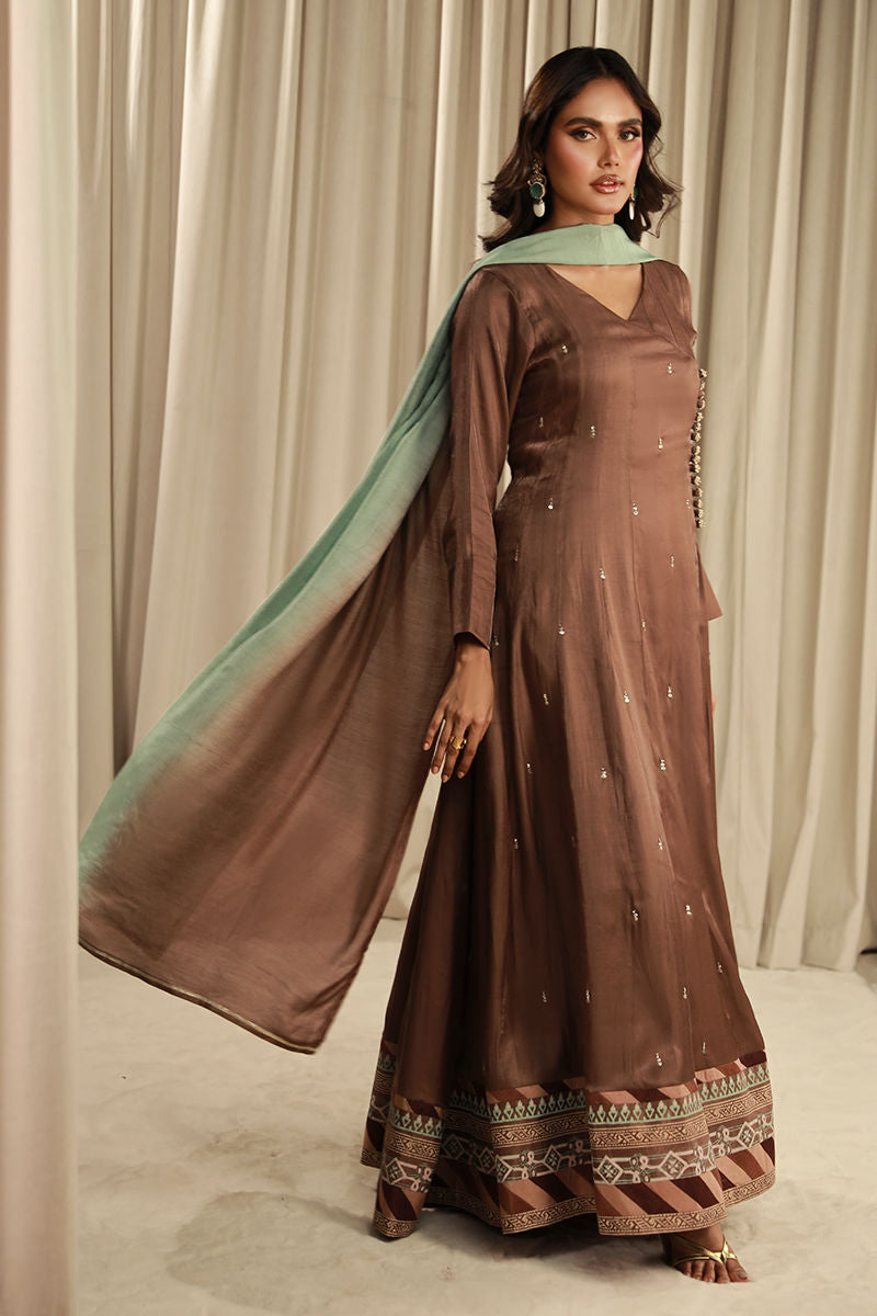 Fatima Khan | Sahar Luxe | BRONZE MINT PISHWAS by Fatima Khan - Designer Dress - Type: Ladies Clothes - Available at Libayah - 100% Original