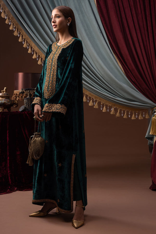 Ansab Jahangir | Bow Velvet Edit | FELICIA by Ansab Jahangir - Designer Dress - Type: Ladies Clothes - Available at Libayah - 100% Original