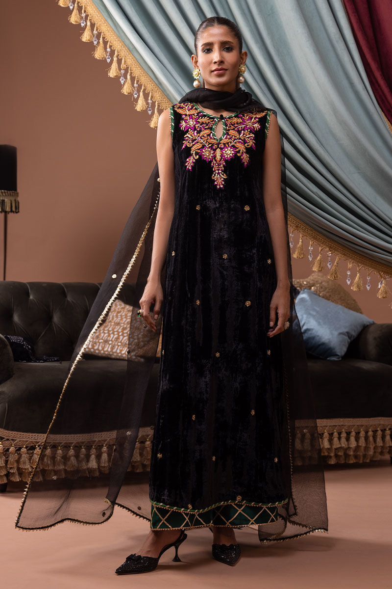 Ansab Jahangir | Bow Velvet Edit | DAPHNE by Ansab Jahangir - Designer Dress - Type: Ladies Clothes - Available at Libayah - 100% Original