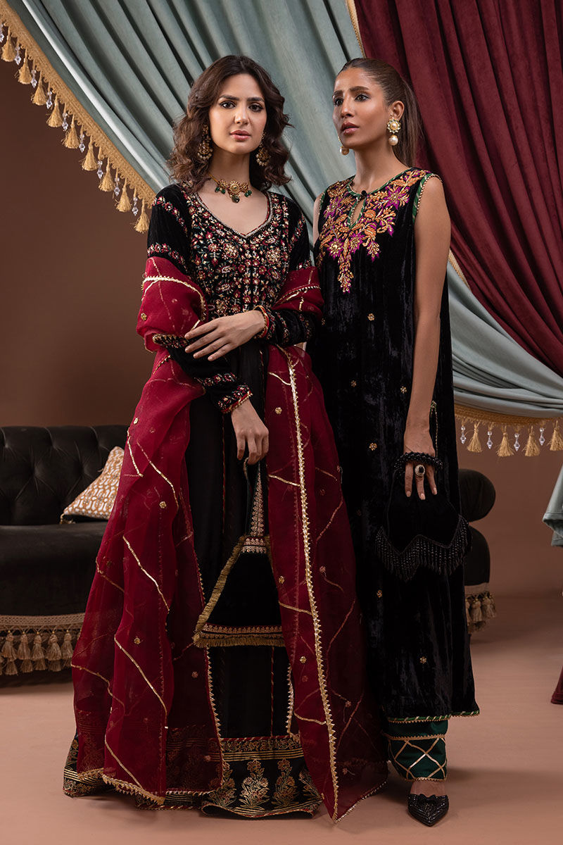 Ansab Jahangir | Bow Velvet Edit | ELAINE by Ansab Jahangir - Designer Dress - Type: Ladies Clothes - Available at Libayah - 100% Original