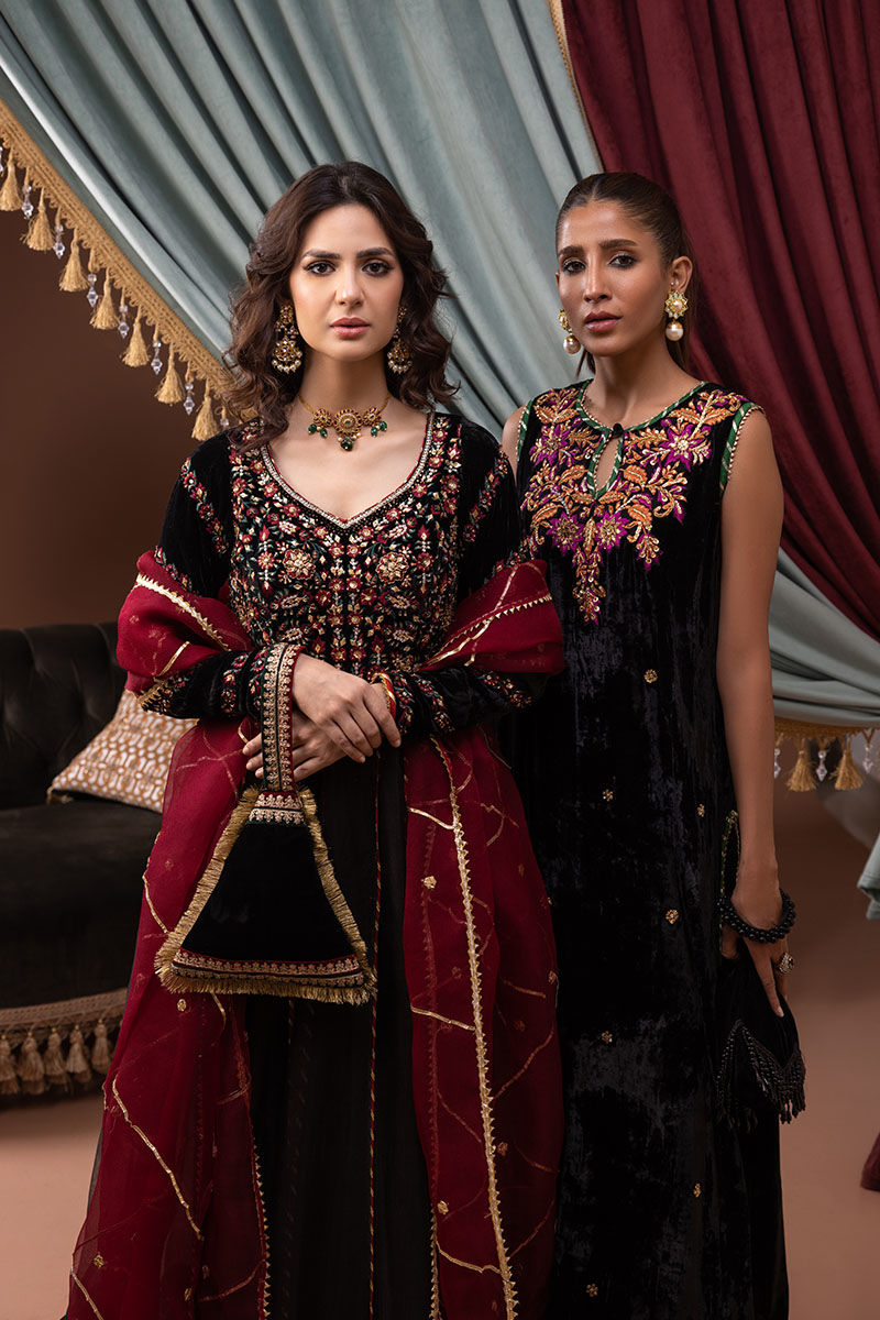 Ansab Jahangir | Bow Velvet Edit | DAPHNE by Ansab Jahangir - Designer Dress - Type: Ladies Clothes - Available at Libayah - 100% Original