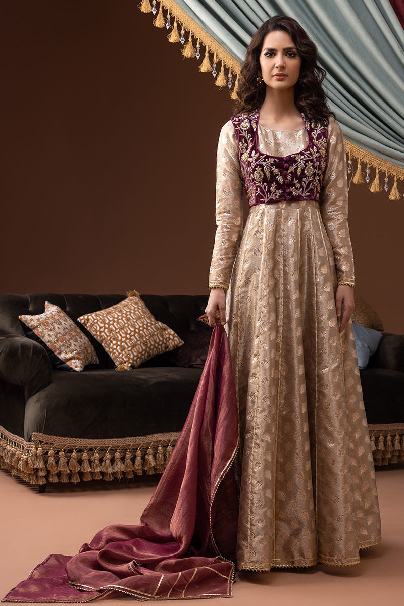 Ansab Jahangir | Bow Velvet Edit | ALAZNE by Ansab Jahangir - Designer Dress - Type: Ladies Clothes - Available at Libayah - 100% Original
