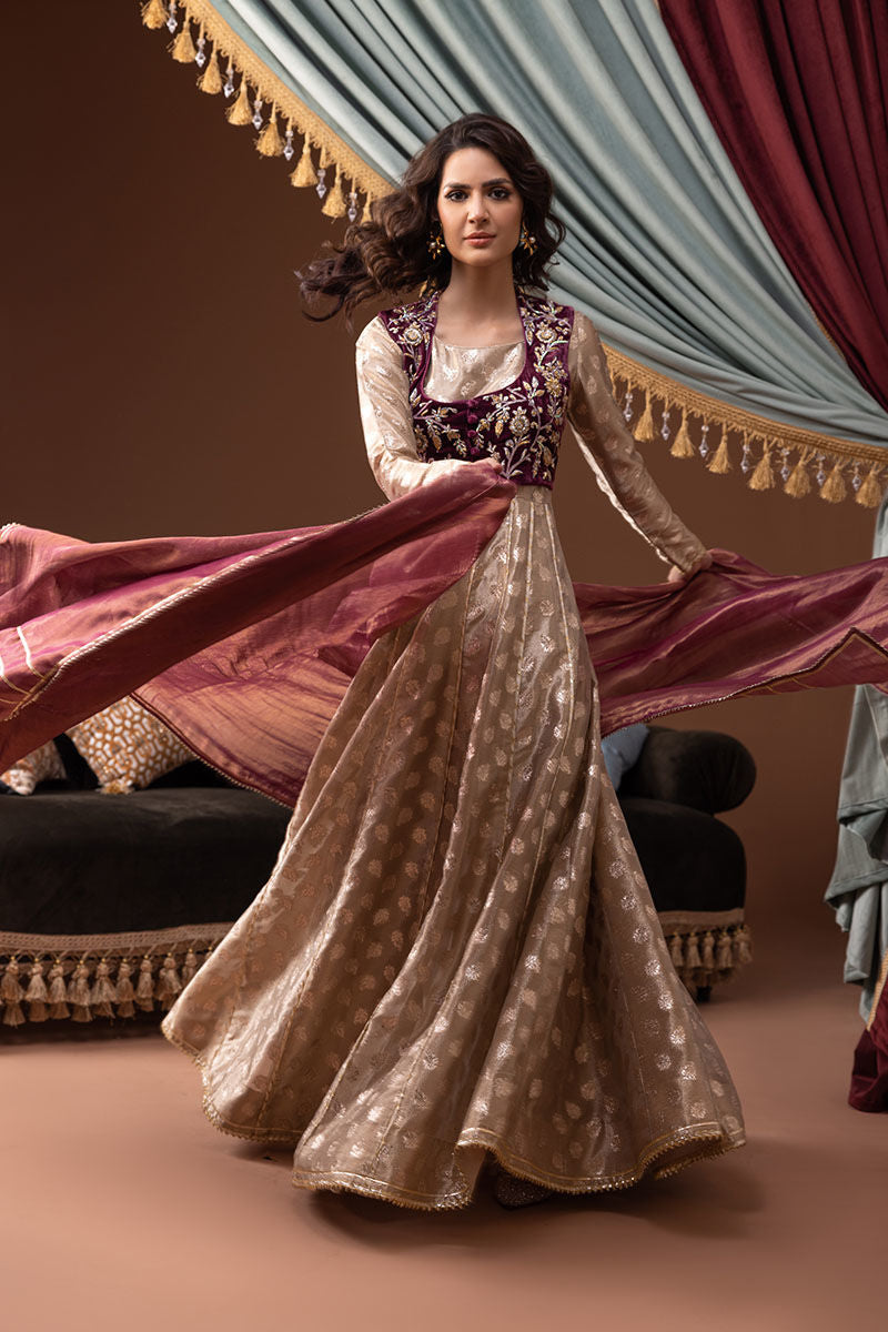 Ansab Jahangir | Bow Velvet Edit | ALAZNE by Ansab Jahangir - Designer Dress - Type: Ladies Clothes - Available at Libayah - 100% Original