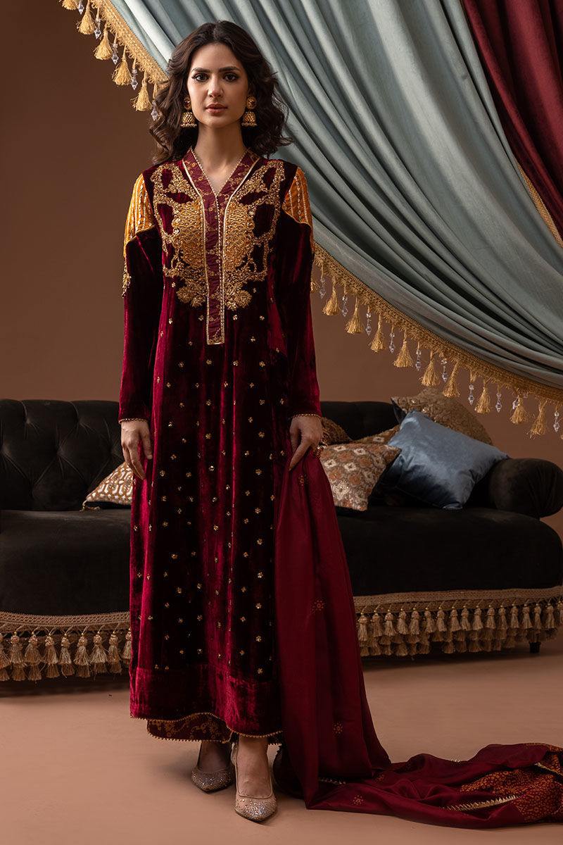 Ansab Jahangir | Bow Velvet Edit | IRENE by Ansab Jahangir - Designer Dress - Type: Ladies Clothes - Available at Libayah - 100% Original