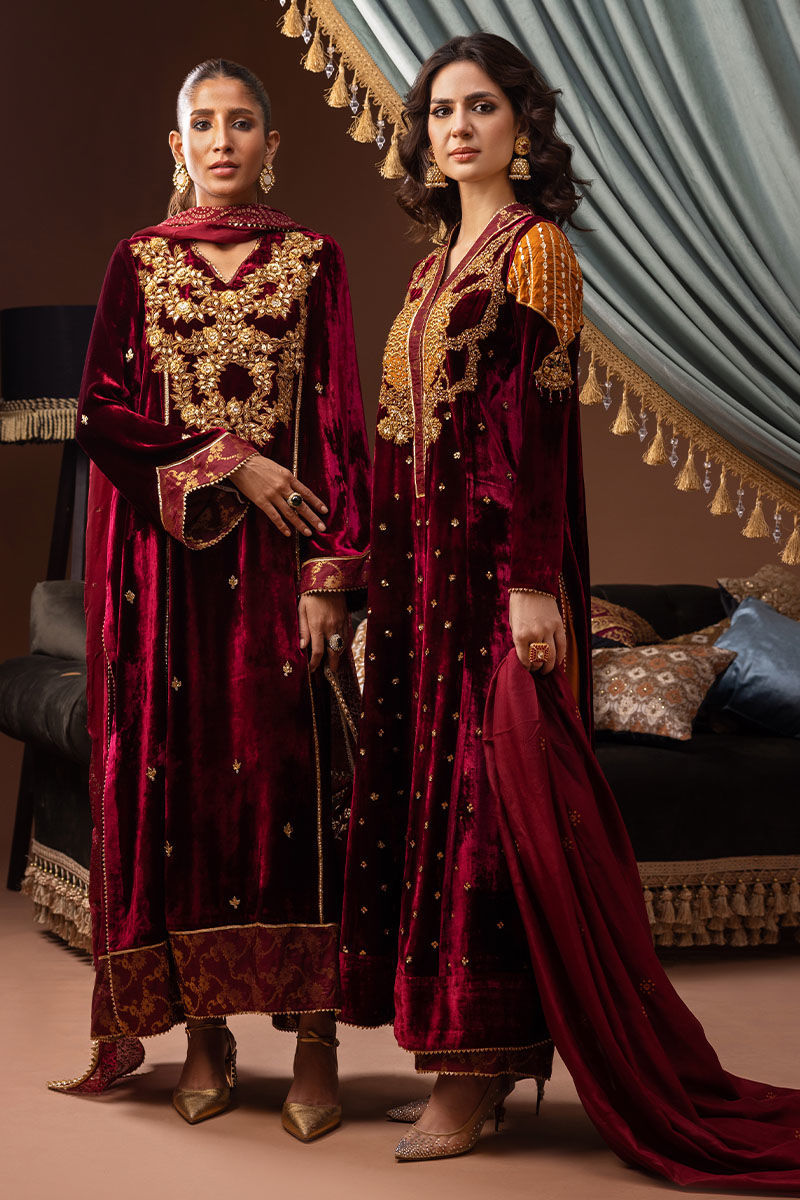 Ansab Jahangir | Bow Velvet Edit | IRENE by Ansab Jahangir - Designer Dress - Type: Ladies Clothes - Available at Libayah - 100% Original