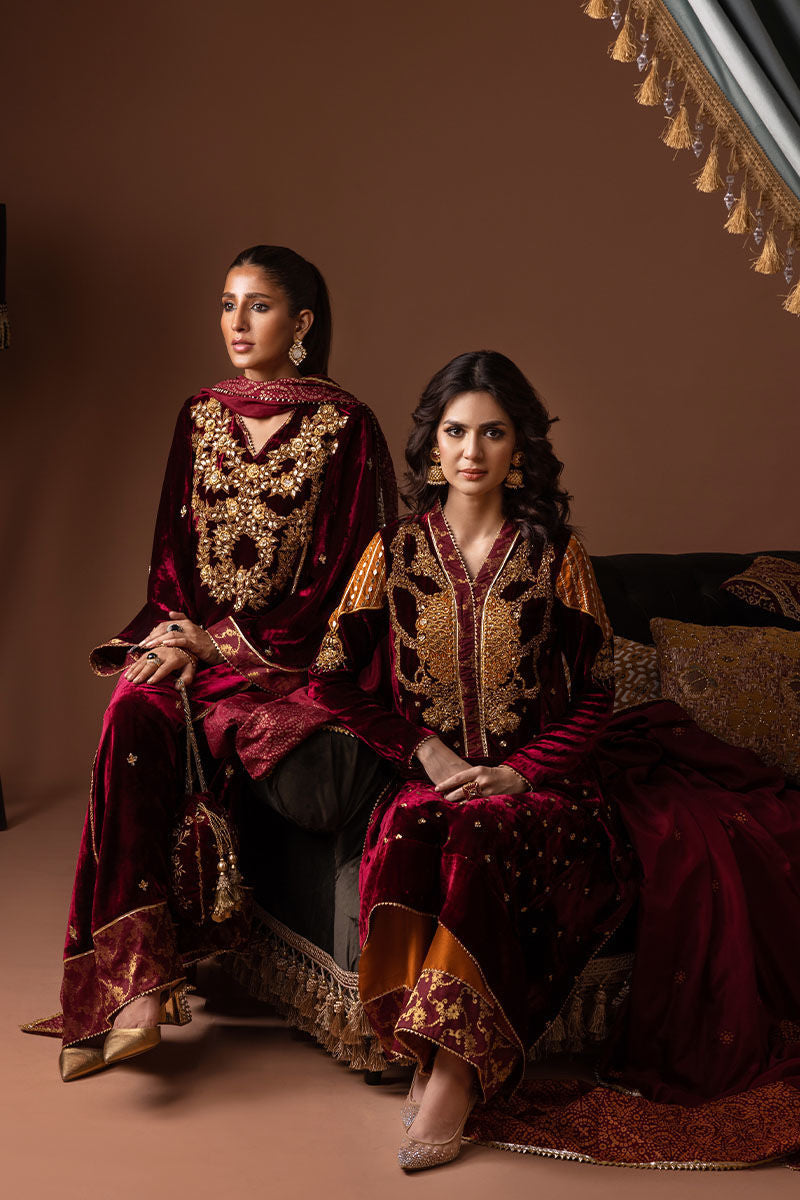 Ansab Jahangir | Bow Velvet Edit | IRENE by Ansab Jahangir - Designer Dress - Type: Ladies Clothes - Available at Libayah - 100% Original