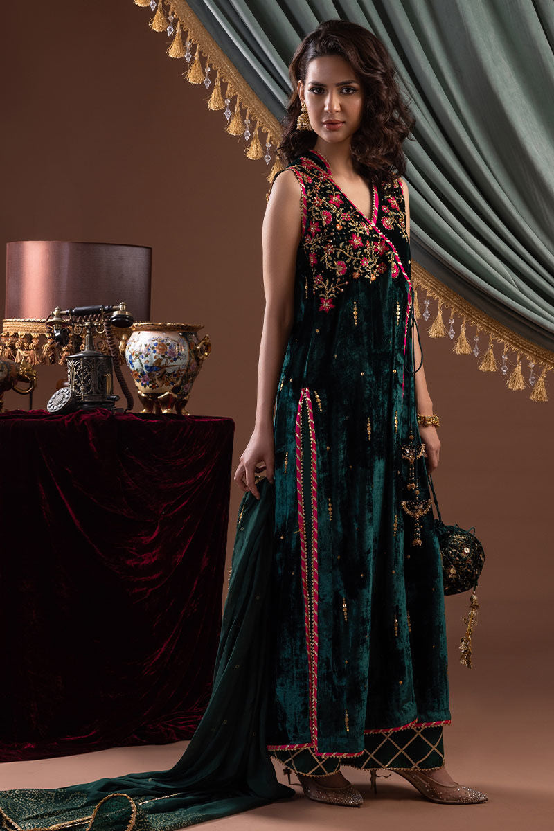 Ansab Jahangir | Bow Velvet Edit | FREYA by Ansab Jahangir - Designer Dress - Type: Ladies Clothes - Available at Libayah - 100% Original