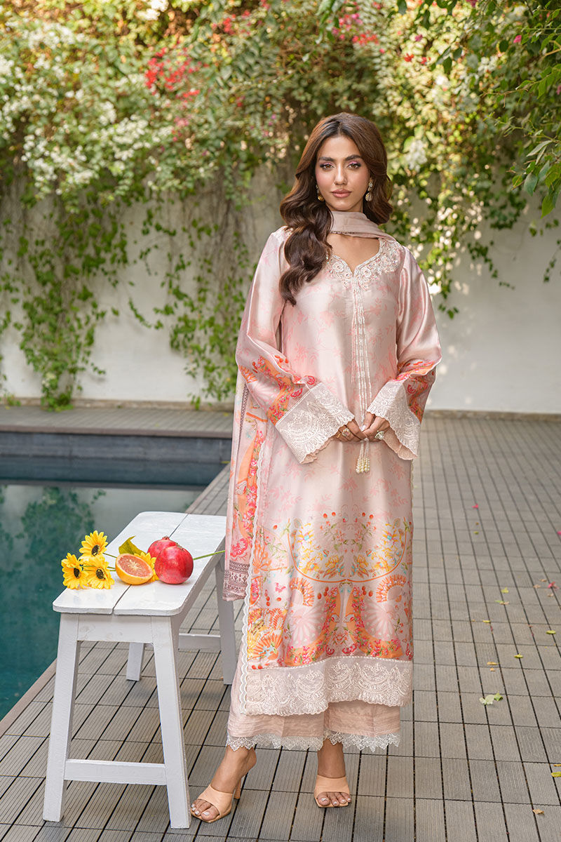 Fatima Khan | Eid Digital Silk Prints | Oriental Peach by Fatima Khan - Designer Dress - Type: Ladies Clothes - Available at Libayah - 100% Original