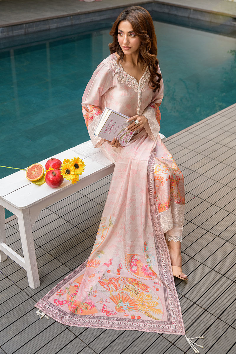 Fatima Khan | Eid Digital Silk Prints | Oriental Peach by Fatima Khan - Designer Dress - Type: Ladies Clothes - Available at Libayah - 100% Original