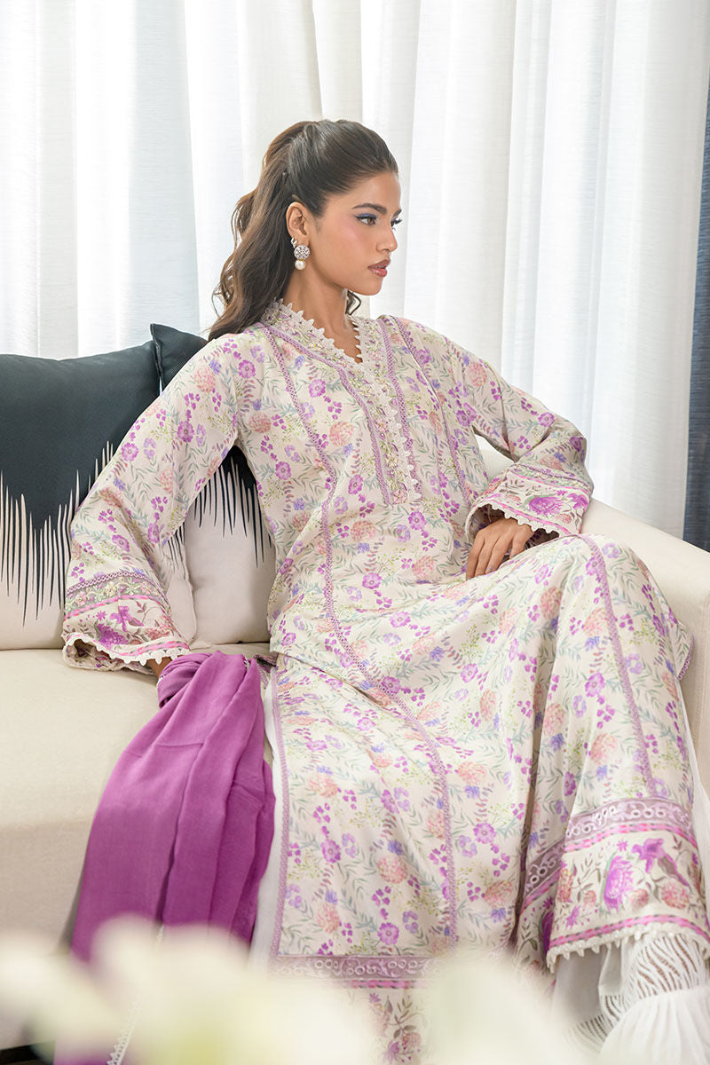 Fatima Khan | Eid Digital Silk Prints | Lavender Ivory by Fatima Khan - Designer Dress - Type: Ladies Clothes - Available at Libayah - 100% Original