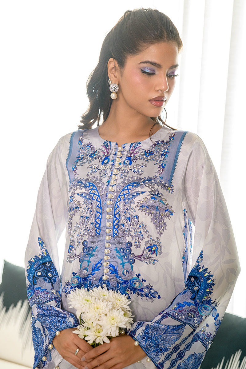 Fatima Khan | Eid Digital Silk Prints | White Opal by Fatima Khan - Designer Dress - Type: Ladies Clothes - Available at Libayah - 100% Original