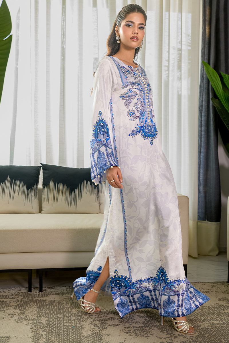 Fatima Khan | Eid Digital Silk Prints | White Opal by Fatima Khan - Designer Dress - Type: Ladies Clothes - Available at Libayah - 100% Original