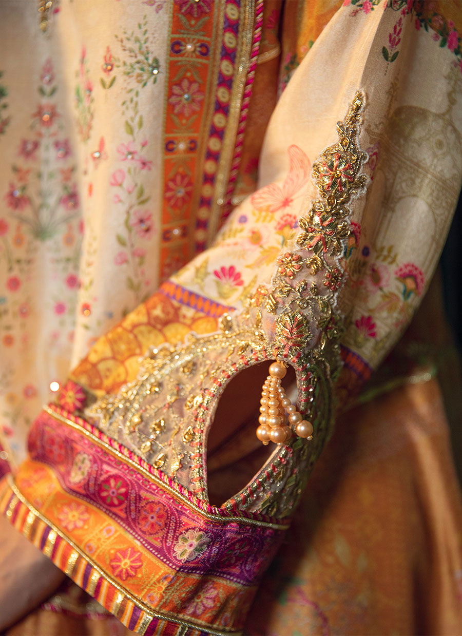 Farah Talib Aziz | Designer Picks 24 | ROSHAN PRINTED RAW SILK KURTA WITH SILK OMBRE DUPATTA by Farah Talib Aziz - Designer Dress - Type: Ladies Clothes - Available at Libayah - 100% Original