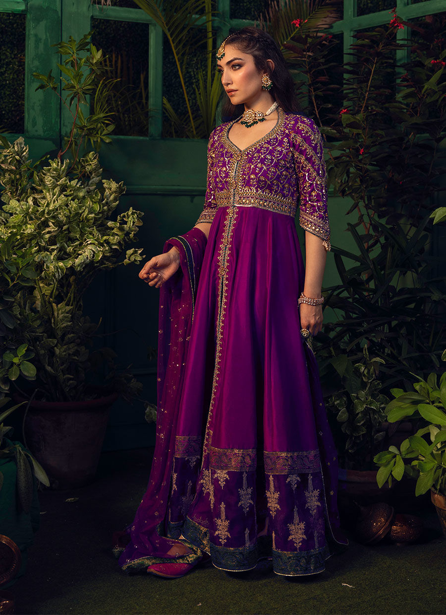 Farah Talib Aziz | Designer Picks 24 | NEDA AUBERGINE KALIDAAR by Farah Talib Aziz - Designer Dress - Type: Ladies Clothes - Available at Libayah - 100% Original