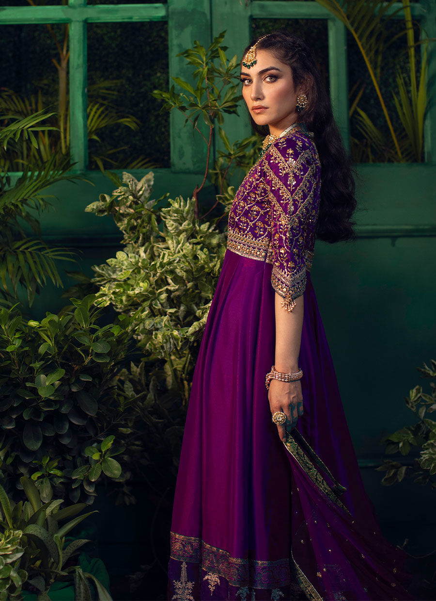 Farah Talib Aziz | Designer Picks 24 | NEDA AUBERGINE KALIDAAR by Farah Talib Aziz - Designer Dress - Type: Ladies Clothes - Available at Libayah - 100% Original