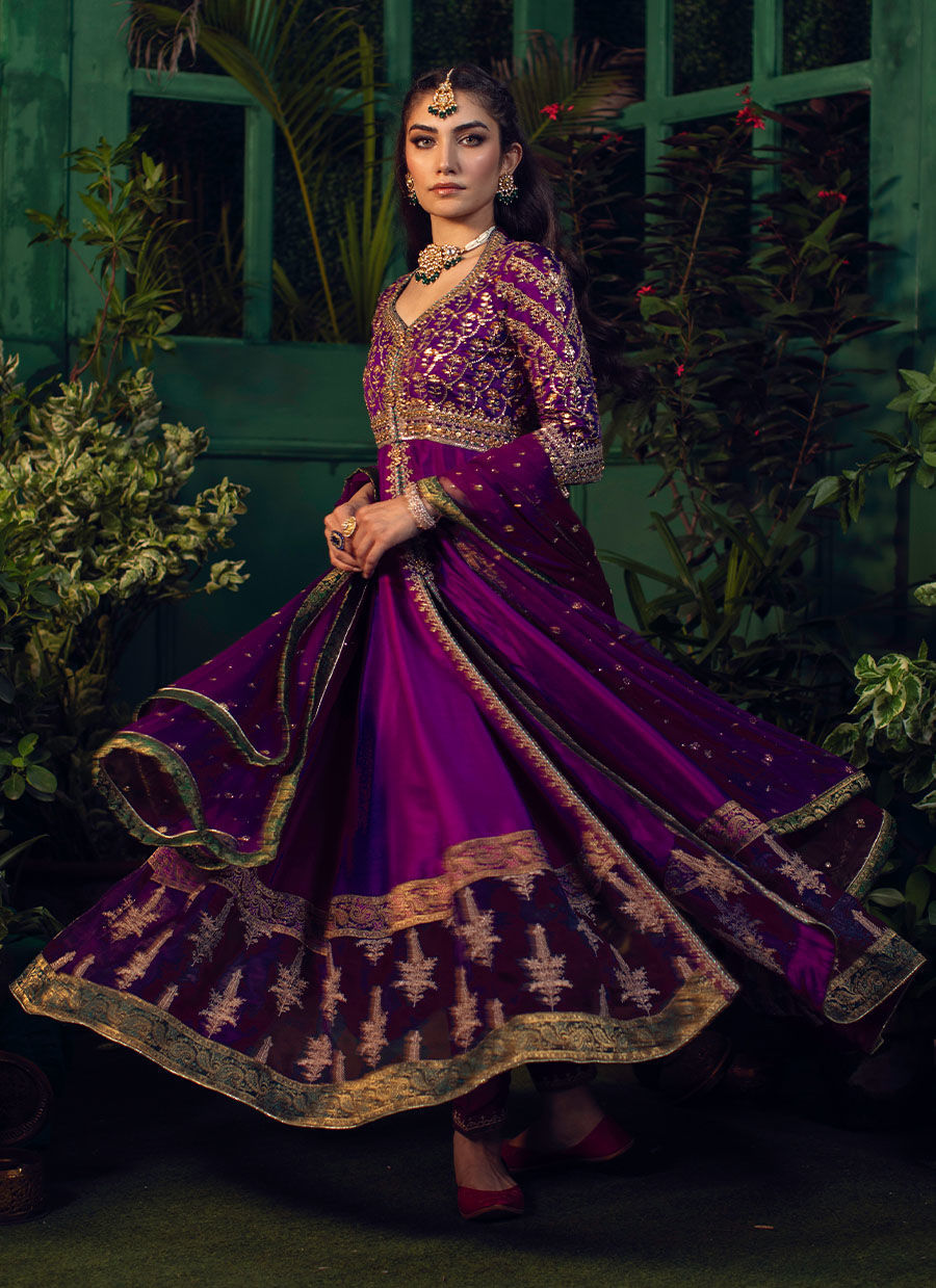 Farah Talib Aziz | Designer Picks 24 | NEDA AUBERGINE KALIDAAR by Farah Talib Aziz - Designer Dress - Type: Ladies Clothes - Available at Libayah - 100% Original