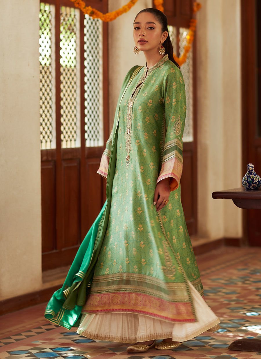 Farah Talib Aziz | Designer Picks 24 | RINA GREEN SHIRT AND DUPATTA by Farah Talib Aziz - Designer Dress - Type: Ladies Clothes - Available at Libayah - 100% Original