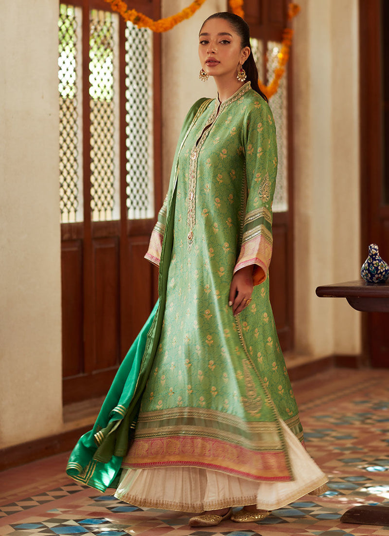 Farah Talib Aziz | Designer Picks 24 | RINA GREEN SHIRT AND DUPATTA by Farah Talib Aziz - Designer Dress - Type: Ladies Clothes - Available at Libayah - 100% Original