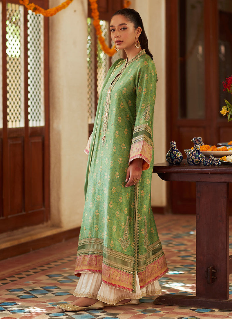 Farah Talib Aziz | Designer Picks 24 | RINA GREEN SHIRT AND DUPATTA by Farah Talib Aziz - Designer Dress - Type: Ladies Clothes - Available at Libayah - 100% Original