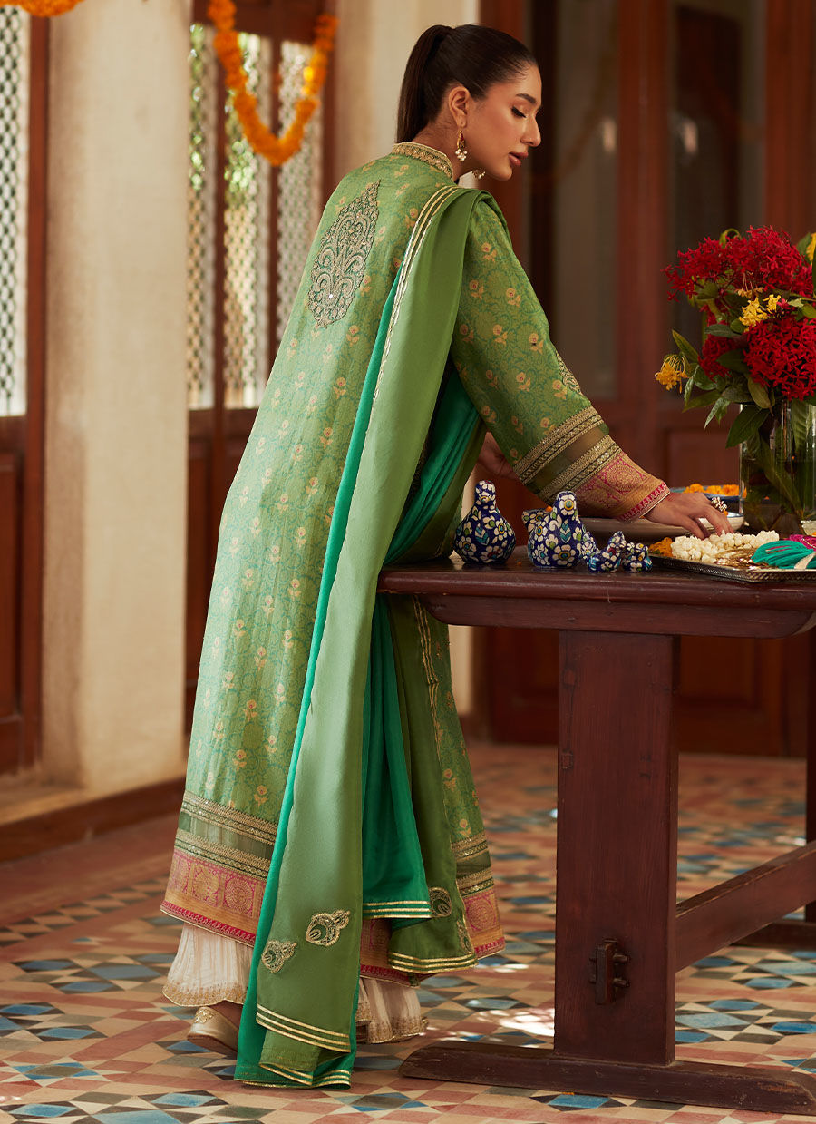 Farah Talib Aziz | Designer Picks 24 | RINA GREEN SHIRT AND DUPATTA by Farah Talib Aziz - Designer Dress - Type: Ladies Clothes - Available at Libayah - 100% Original