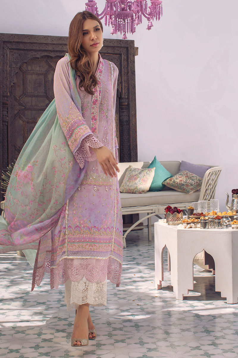 Ansab Jahangir | Digital Silk | Lilac Paisley by Ansab Jahangir - Designer Dress  - Type : Ladies Clothes - Available at Libayah - 100% Original 