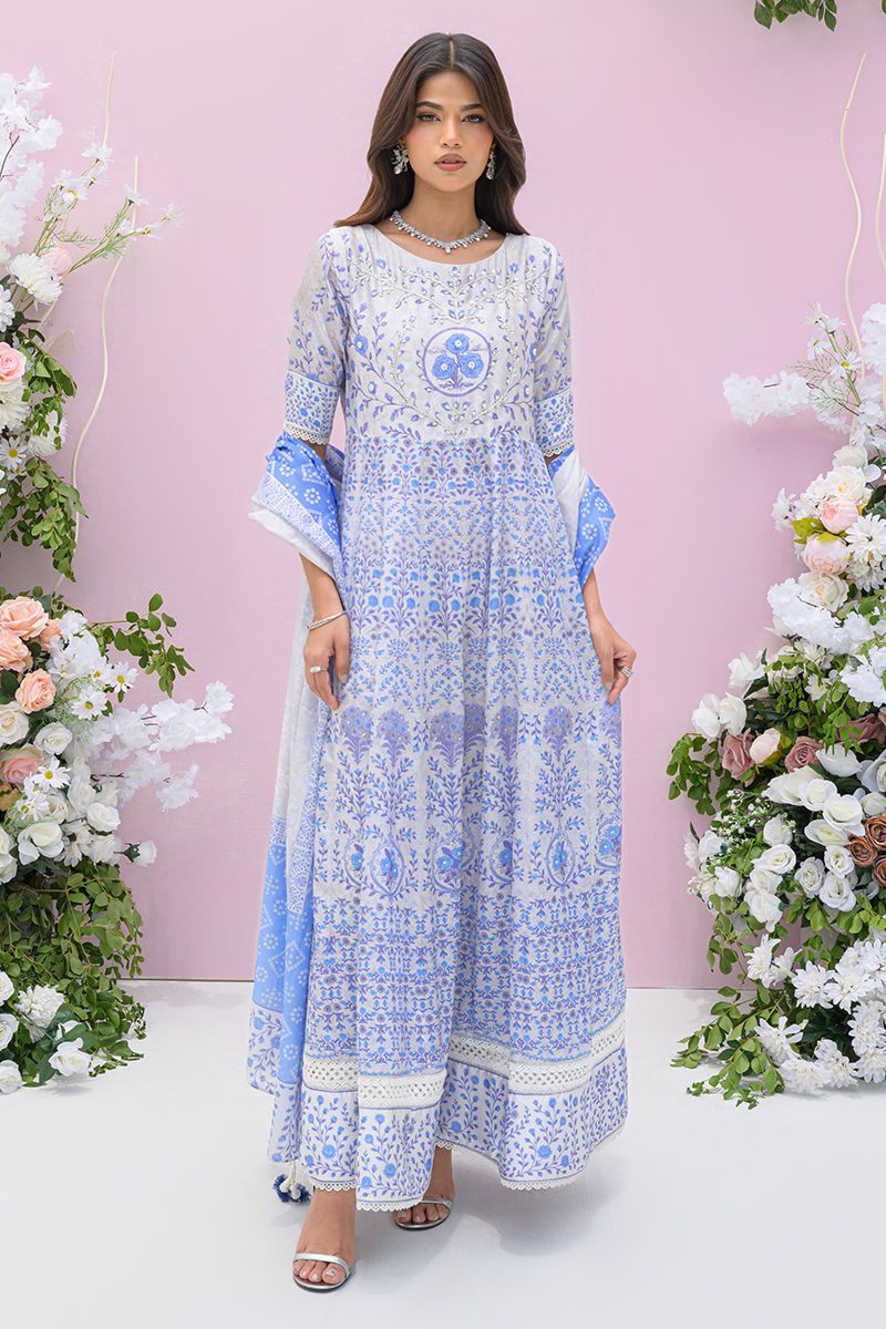 Fatima Khan | Eid Digital Silk Prints | Azure Blue by Fatima Khan - Designer Dress - Type: Ladies Clothes - Available at Libayah - 100% Original