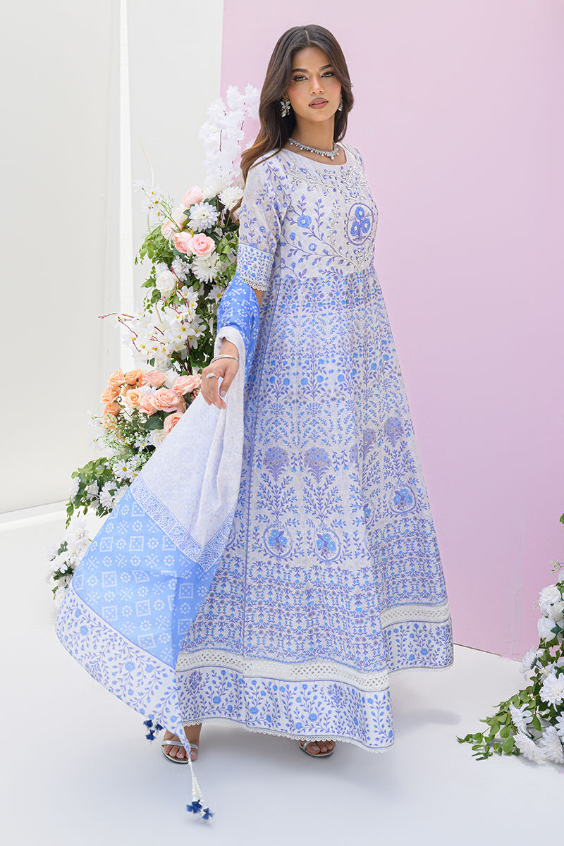 Fatima Khan | Eid Digital Silk Prints | Azure Blue by Fatima Khan - Designer Dress - Type: Ladies Clothes - Available at Libayah - 100% Original
