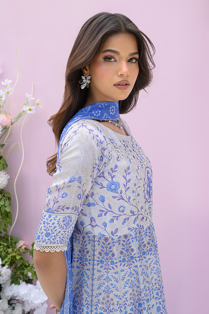 Fatima Khan | Eid Digital Silk Prints | Azure Blue by Fatima Khan - Designer Dress - Type: Ladies Clothes - Available at Libayah - 100% Original
