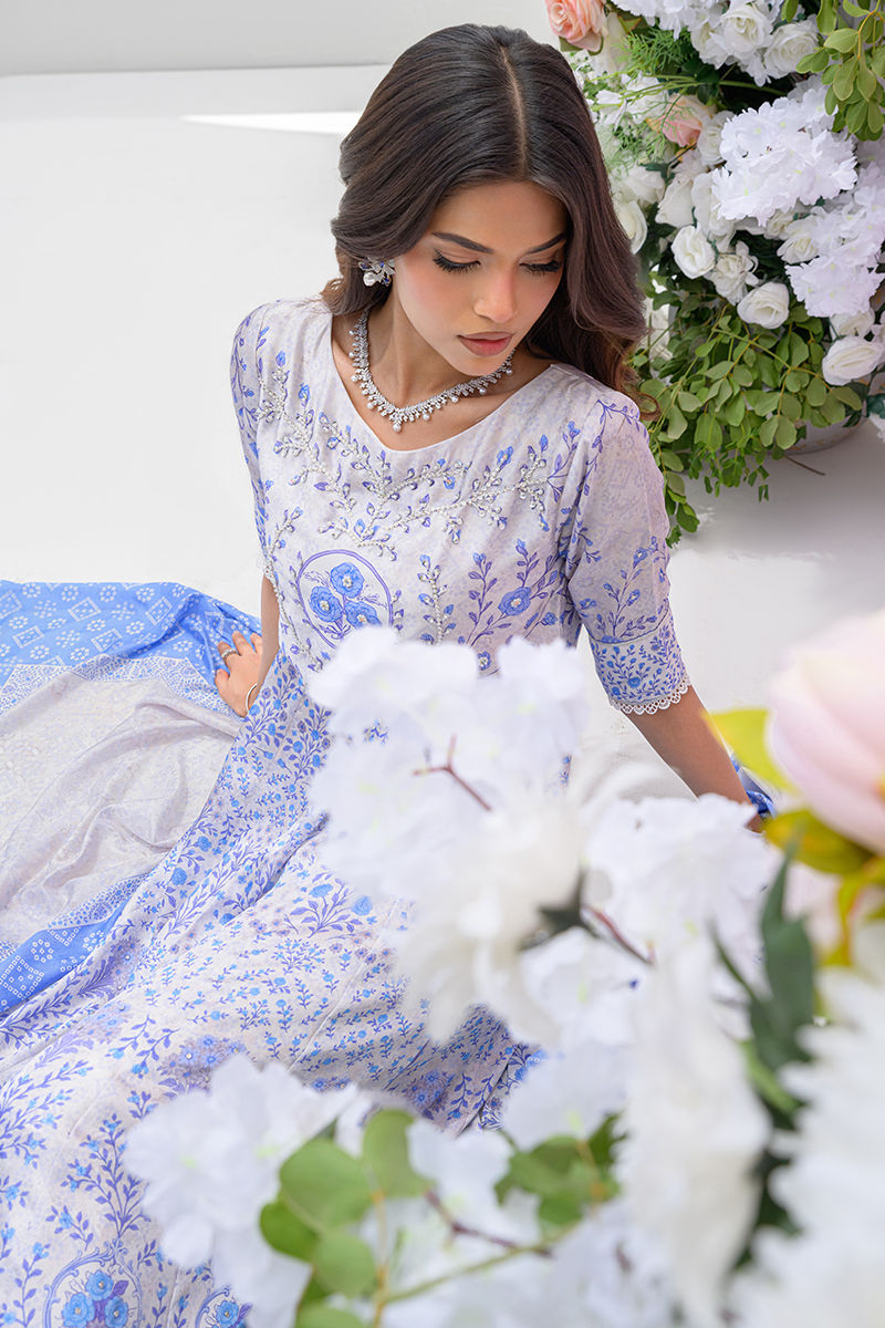 Fatima Khan | Prints and Petals | Azure Blue by Fatima Khan - Designer Dress  - Type : Ladies Clothes - Available at Libayah - 100% Original 