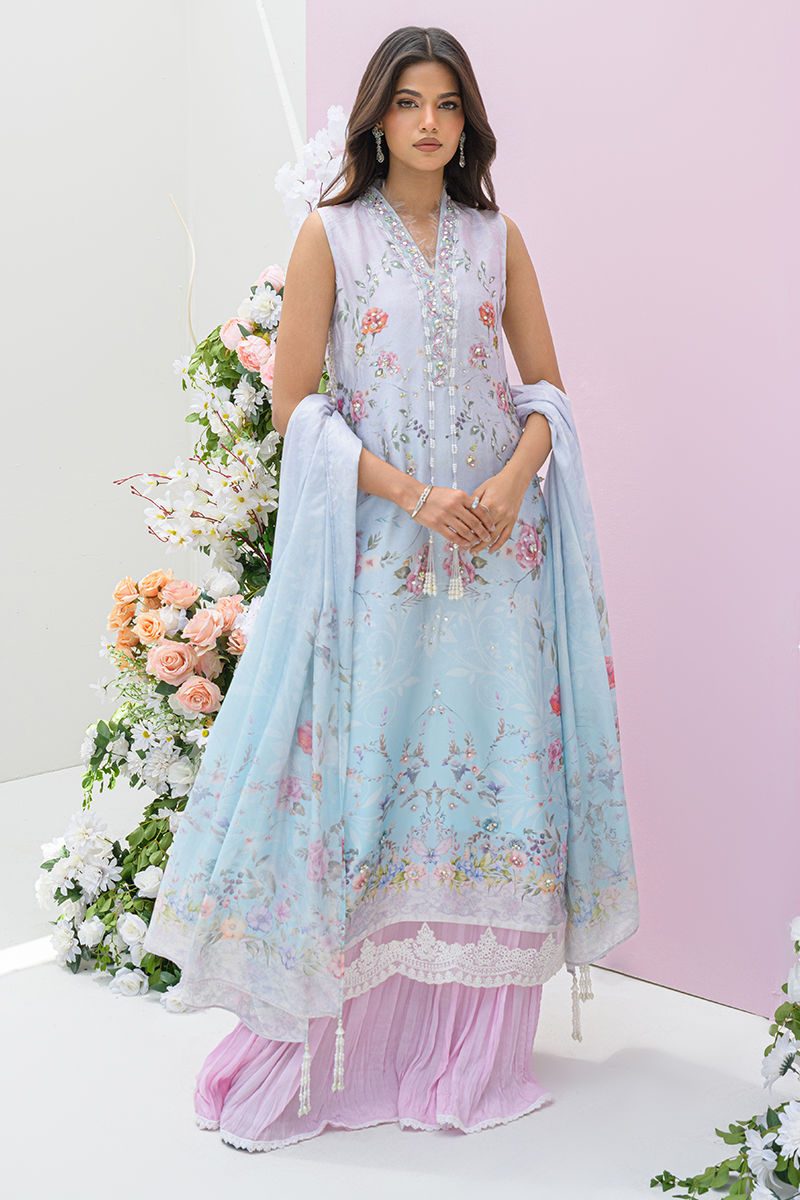 Fatima Khan | Eid Digital Silk Prints | Skye by Fatima Khan - Designer Dress - Type: Ladies Clothes - Available at Libayah - 100% Original