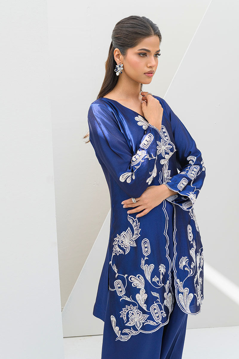 Fatima Khan | Serene Eid Luxe Pret | Blue Noir by Fatima Khan - Designer Dress - Type: Ladies Clothes - Available at Libayah - 100% Original