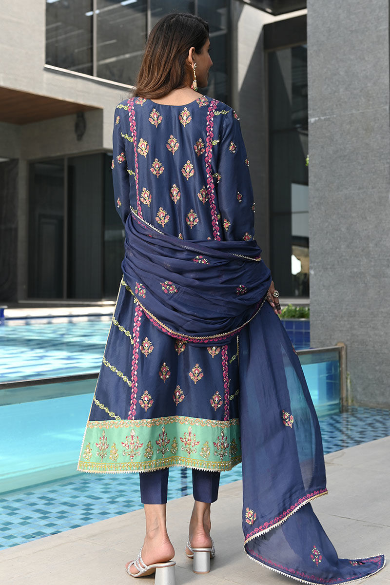 Ansab Jahangir | Luxury Silk Pret | BLUE SAPPHIRE by Ansab Jahangir - Designer Dress - Type: Ladies Clothes - Available at Libayah - 100% Original