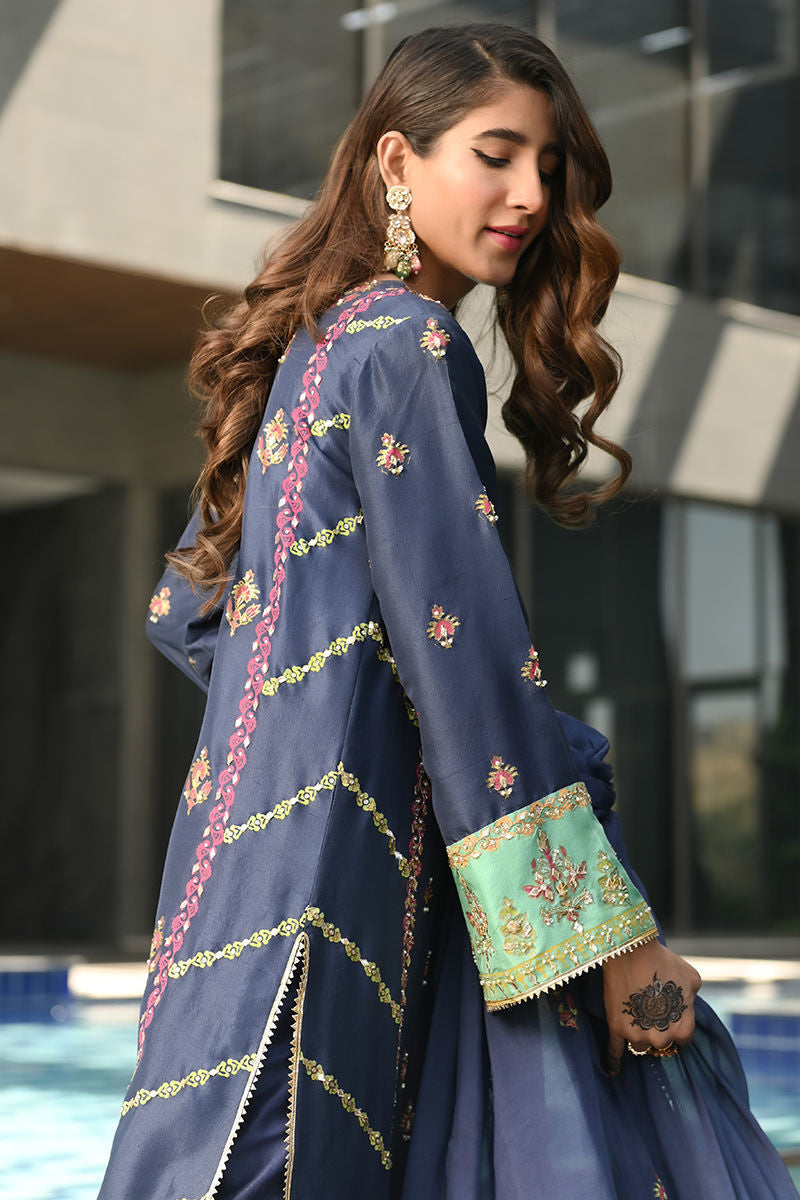 Ansab Jahangir | Luxury Silk Pret | BLUE SAPPHIRE by Ansab Jahangir - Designer Dress - Type: Ladies Clothes - Available at Libayah - 100% Original