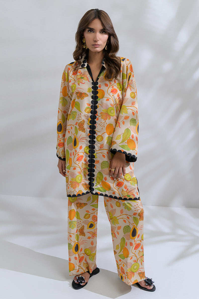 Fatima Khan | FK Prints | Breezy Papaya by Fatima Khan - Designer Dress  - Type : Ladies Clothes - Available at Libayah - 100% Original 