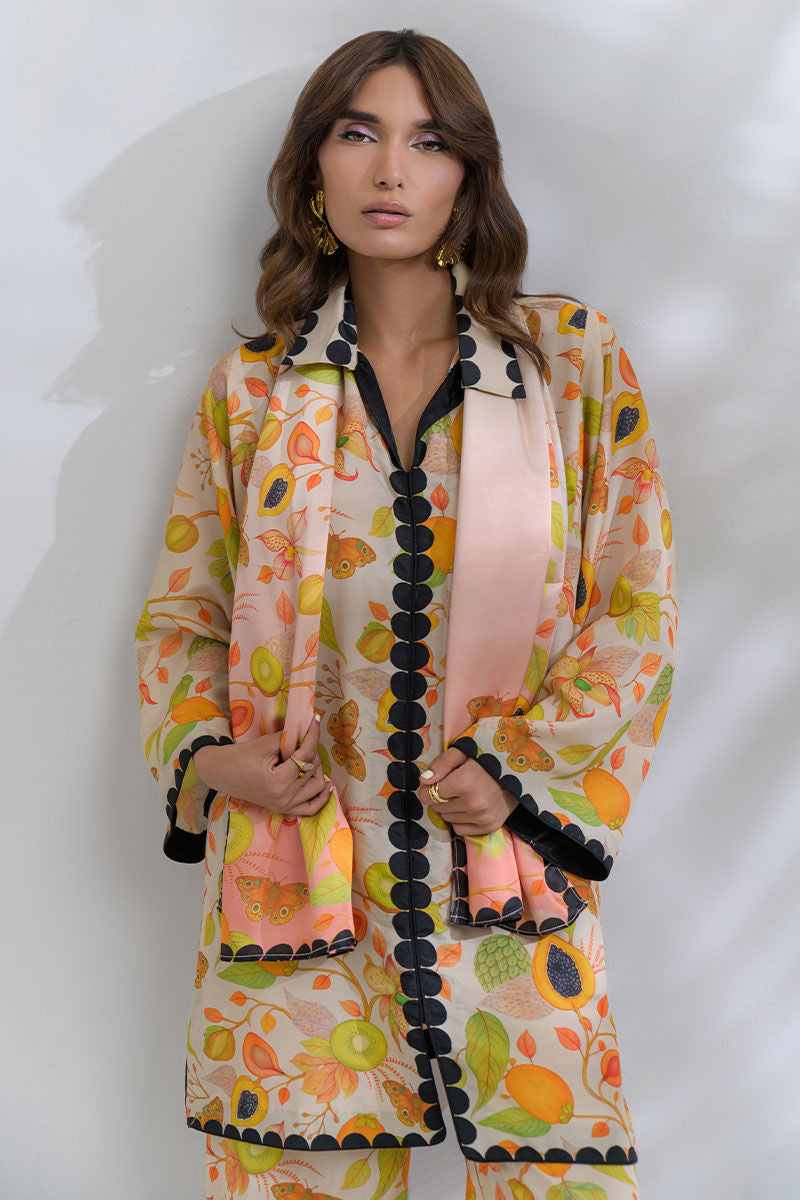 Fatima Khan | FK Prints | Breezy Papaya by Fatima Khan - Designer Dress  - Type : Ladies Clothes - Available at Libayah - 100% Original 