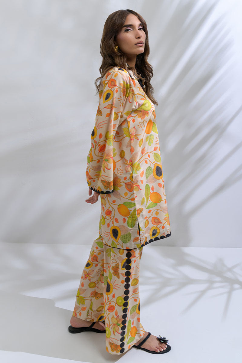 Fatima Khan | FK Prints | Breezy Papaya by Fatima Khan - Designer Dress  - Type : Ladies Clothes - Available at Libayah - 100% Original 