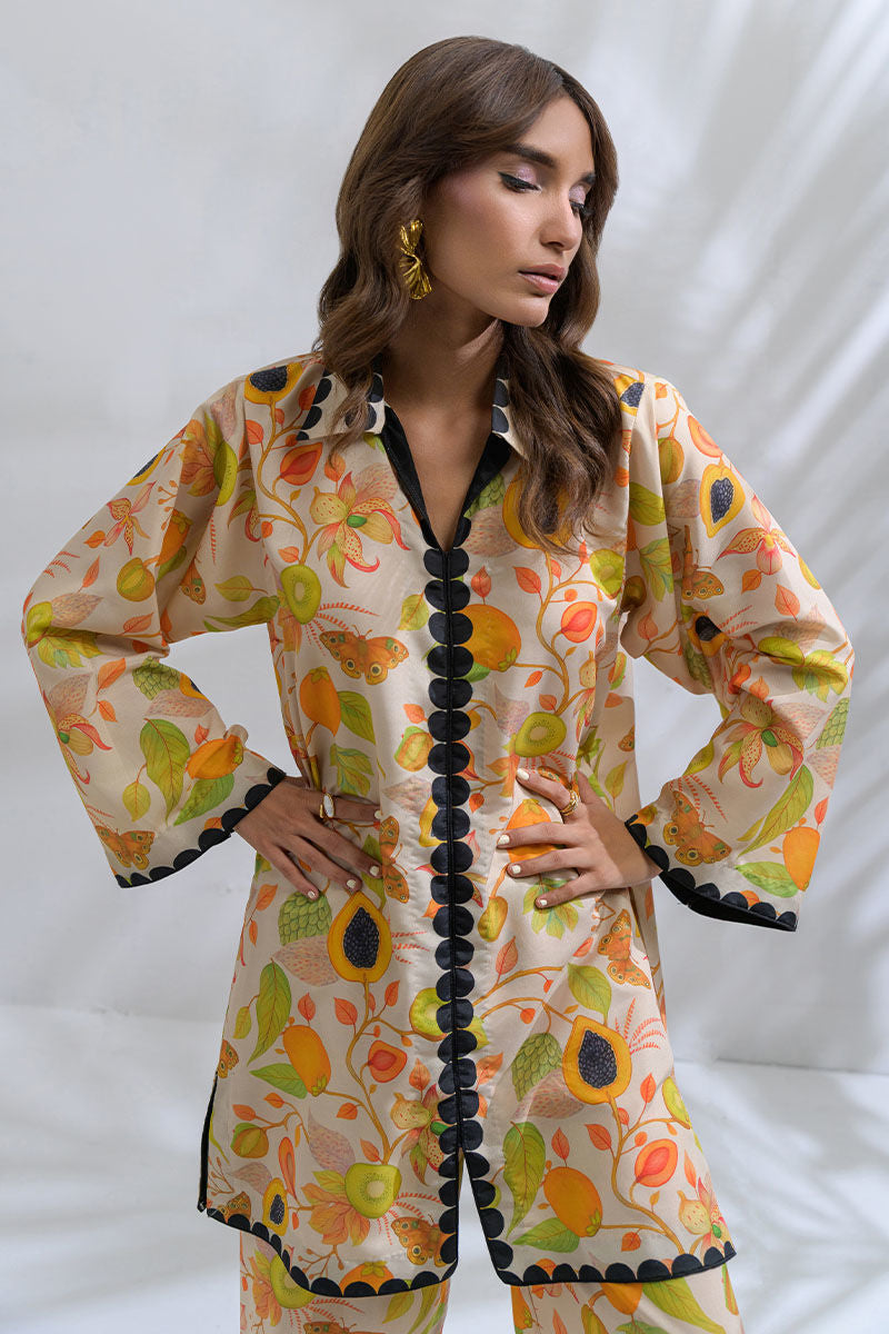 Fatima Khan | FK Prints | Breezy Papaya by Fatima Khan - Designer Dress  - Type : Ladies Clothes - Available at Libayah - 100% Original 
