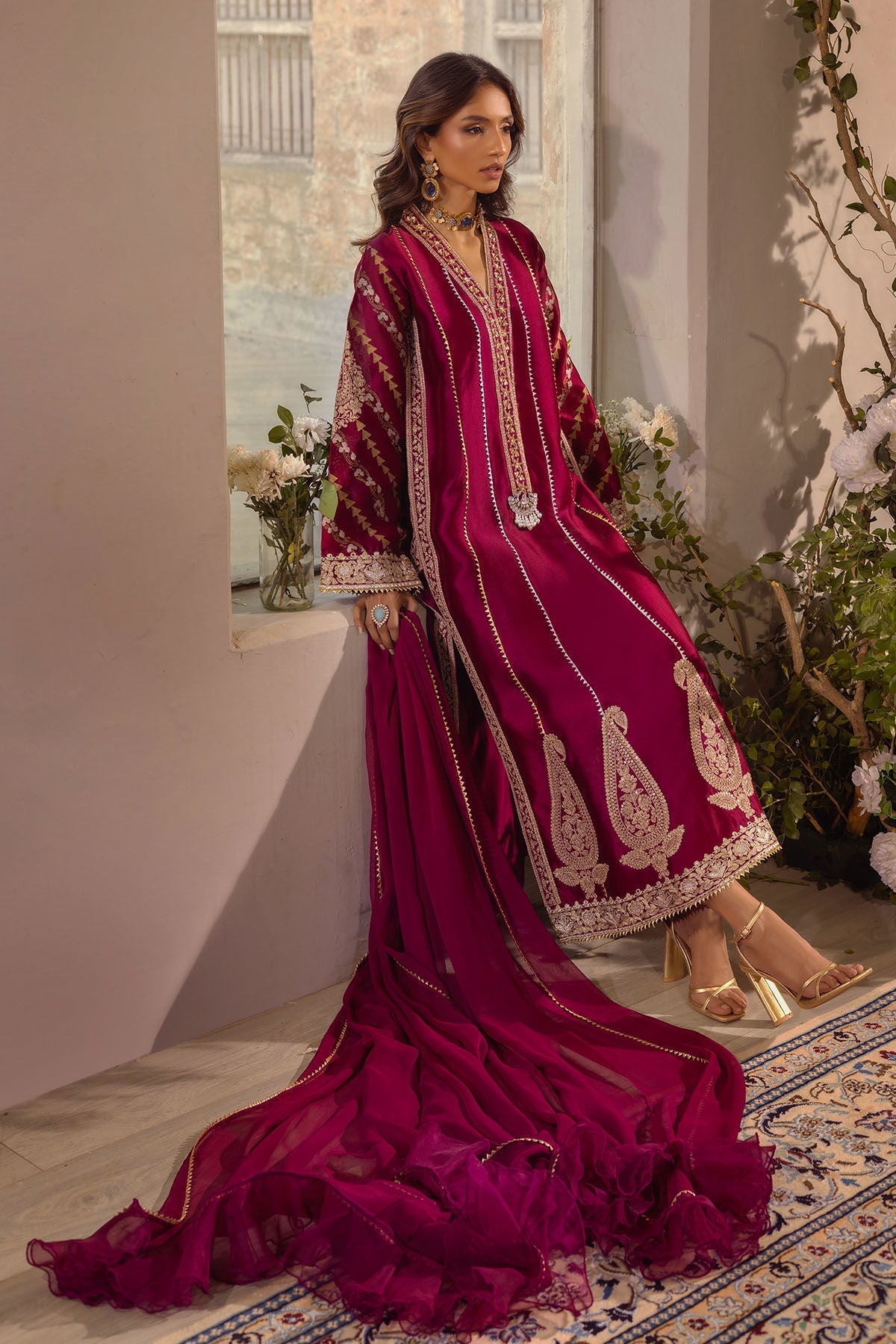Annus Abrar | Designer Picks 24 | VISAAL CRANBERRY-SHIRT AND DUPATTA by Annus Abrar - Designer Dress - Type: Ladies Clothes - Available at Libayah - 100% Original