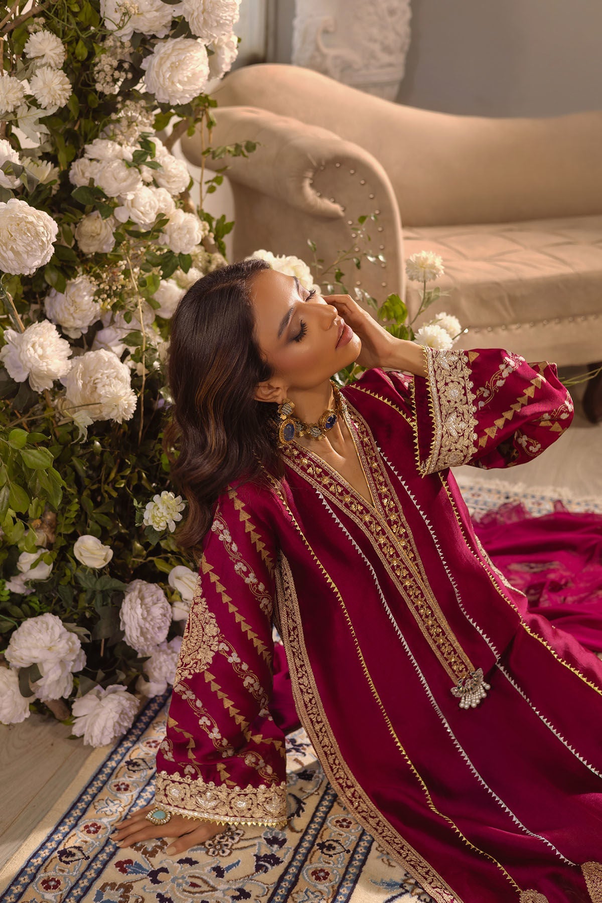 Annus Abrar | Designer Picks 24 | VISAAL CRANBERRY-SHIRT AND DUPATTA by Annus Abrar - Designer Dress - Type: Ladies Clothes - Available at Libayah - 100% Original