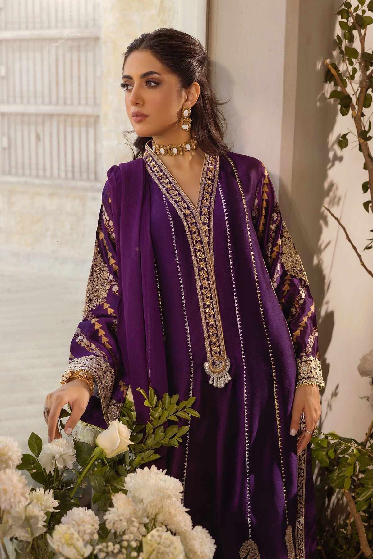 Annus Abrar | Designer Picks 24 | VISAAL AUBERGINE - SHIRT AND DUPATTA by Annus Abrar - Designer Dress - Type: Ladies Clothes - Available at Libayah - 100% Original