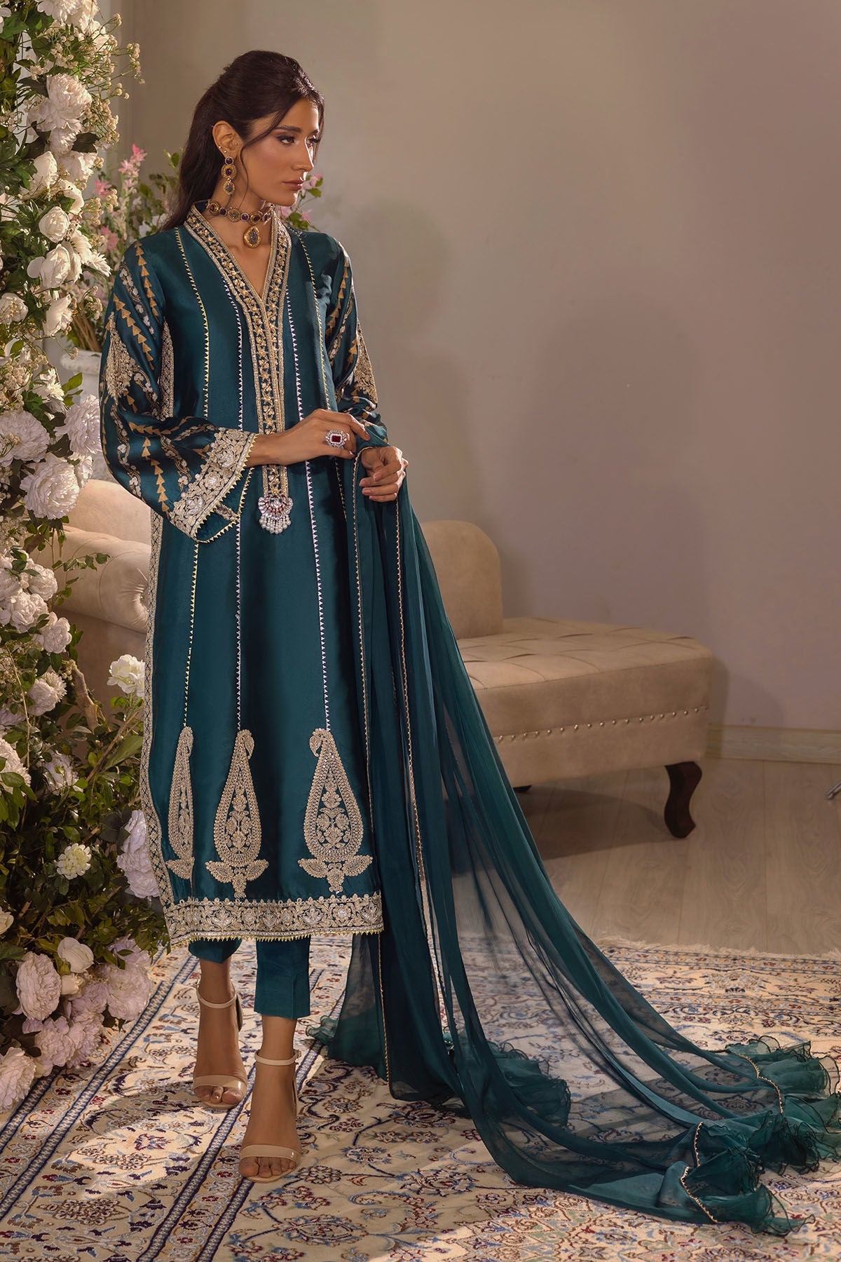 Annus Abrar | Designer Picks 24 | VISAAL EMERALD - SHIRT AND DUPATTA by Annus Abrar - Designer Dress - Type: Ladies Clothes - Available at Libayah - 100% Original
