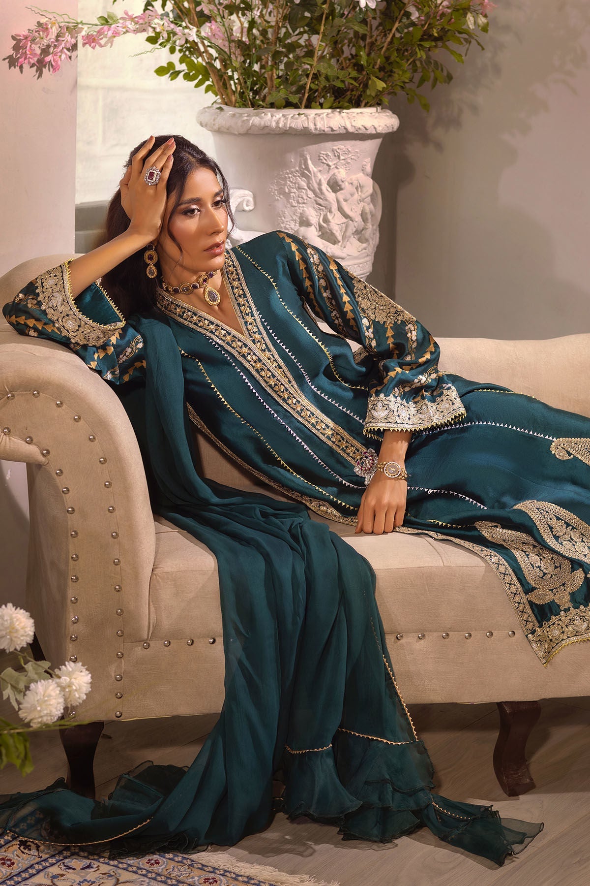 Annus Abrar | Designer Picks 24 | VISAAL EMERALD - SHIRT AND DUPATTA by Annus Abrar - Designer Dress - Type: Ladies Clothes - Available at Libayah - 100% Original