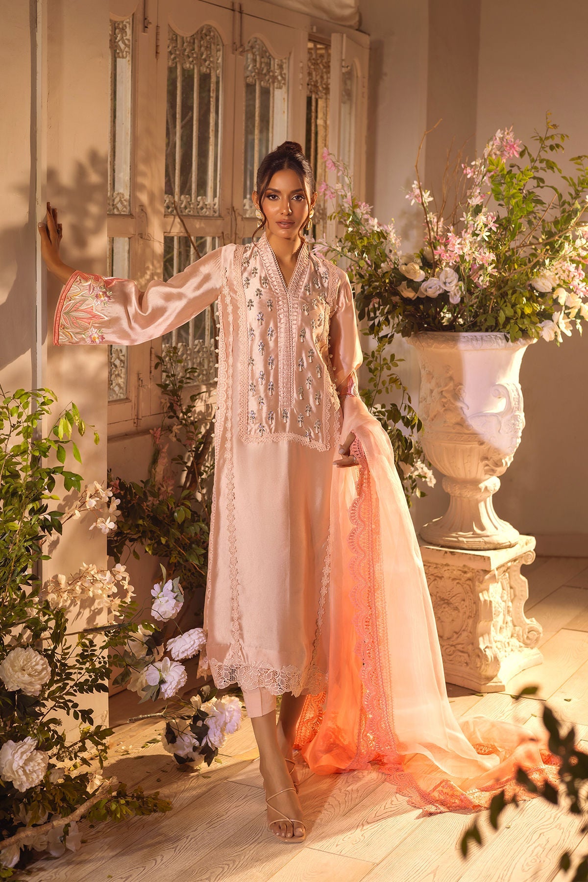 Annus Abrar | Designer Picks 24 | MAMIA PEACH - SHIRT AND PANTS by Annus Abrar - Designer Dress - Type: Ladies Clothes - Available at Libayah - 100% Original