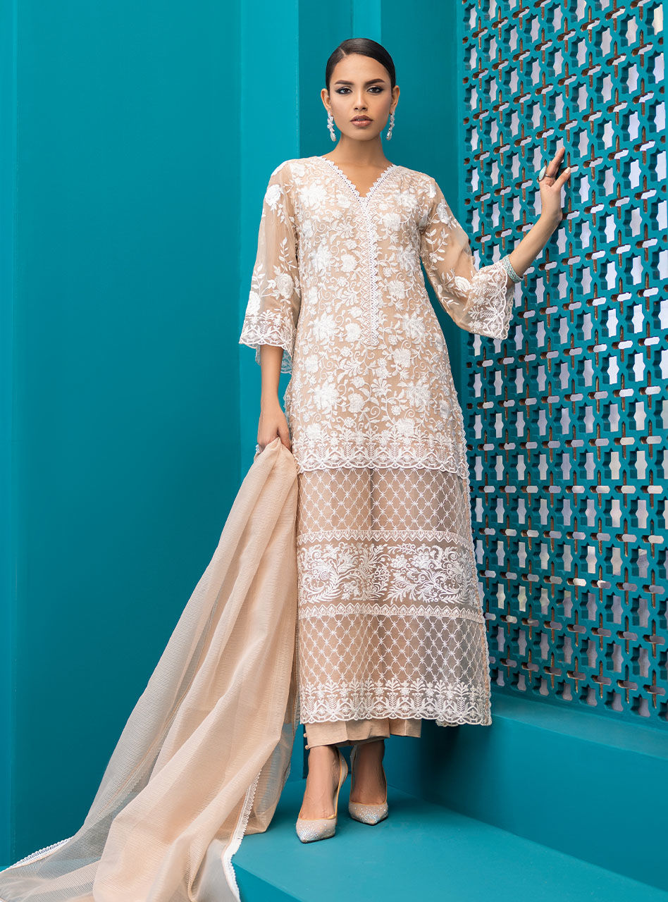 Zainab Chottani | Luxury Pret | BEIGE SHELL by Zainab Chottani - Designer Dress - Type: Ladies Clothes - Available at Libayah - 100% Original