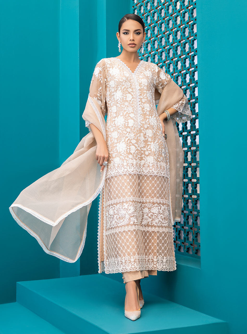 Zainab Chottani | Luxury Pret | BEIGE SHELL by Zainab Chottani - Designer Dress - Type: Ladies Clothes - Available at Libayah - 100% Original