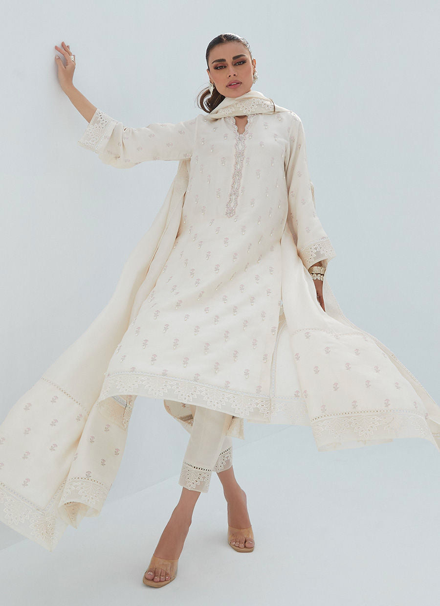 Farah Talib Aziz | Designer Picks 24 | ROSIE IVORY SHIRT AND DUPATTA by Farah Talib Aziz - Designer Dress - Type: Ladies Clothes - Available at Libayah - 100% Original