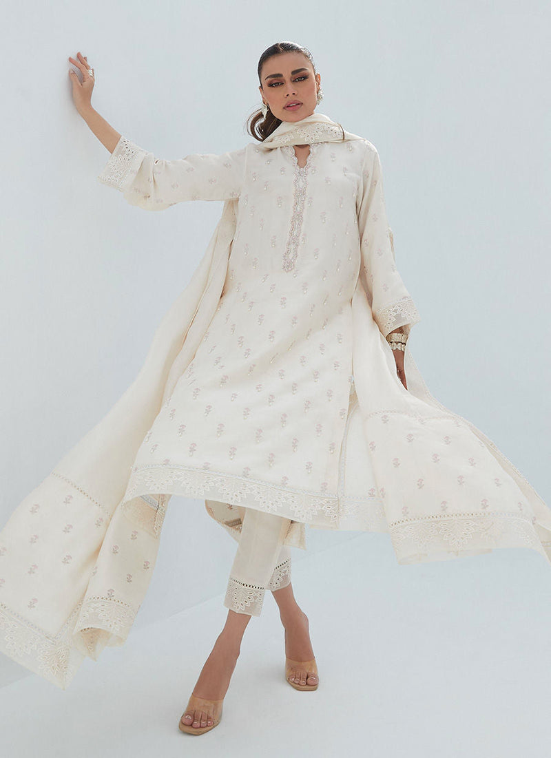 Farah Talib Aziz | Designer Picks 24 | ROSIE IVORY SHIRT AND DUPATTA by Farah Talib Aziz - Designer Dress - Type: Ladies Clothes - Available at Libayah - 100% Original